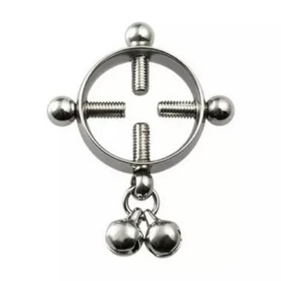 HOOUN 1Pcs Women Nipple Rings Non Pierced Clip On Bell Dangle Fake Jewelry Stud-Silver