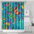 thumbnail image 2 of Soft Aesthetic Watercolor Flowers Shower Curtain Hotel Style Bath Curtain 72x84 Inch Artistic Floral Butterfly Print Machine Washable, 2 of 5
