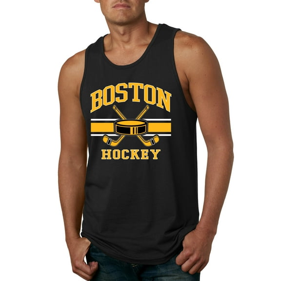 Wild Bobby City of Boston Hockey Fantasy Fan Sports Men's Tank Top, Black, Small