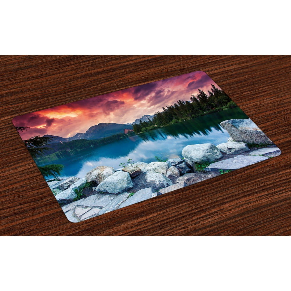 Outdoor Placemats Set of 4 Lake Forest Mountains National Park Slovakia ...