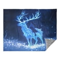 thumbnail image 2 of Fluorescent Cover blanket 70x55 inch frannel blanket Office nap blanket Camping blanket Bedding travel blanket Glow blanket Blue Elk, 2 of 8