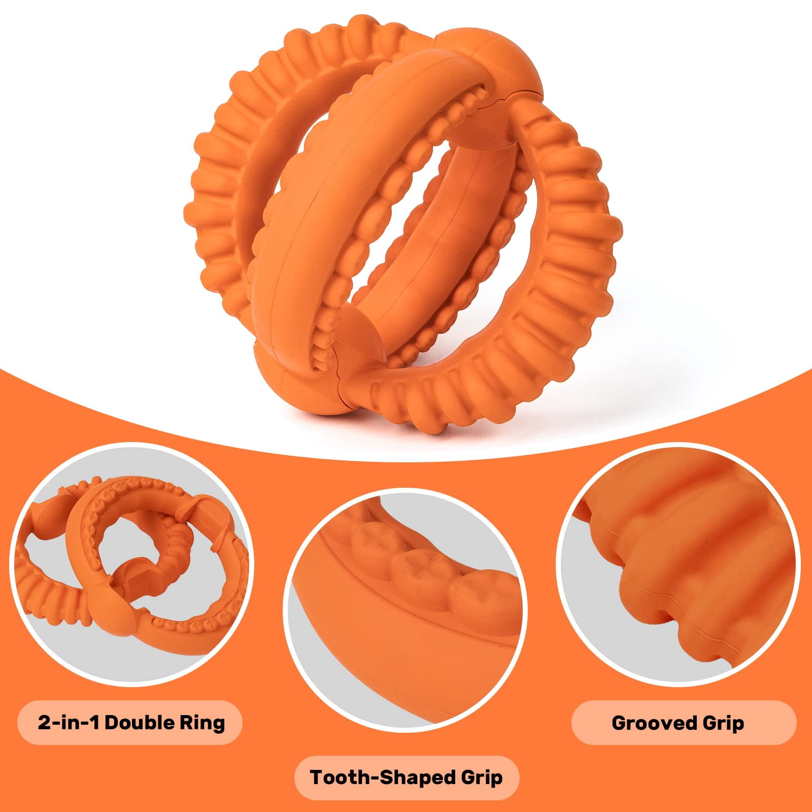 Interactive Dog Toys Detachable Dog Tug of War Toy with 2 Rings Natural Rubber Dog Chew Toys Suitable for Large Dogs for Teeth Cleaning Toy