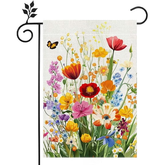 Welcome Colorful Wildflowers Garden Flag 12x18 Inch Double Sided Spring Floral Yard Outdoor Flag