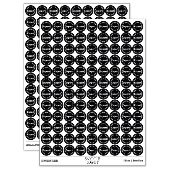 Expert Difficulty 200  Round Stickers - Black - Gloss Finish - 0.50" Size