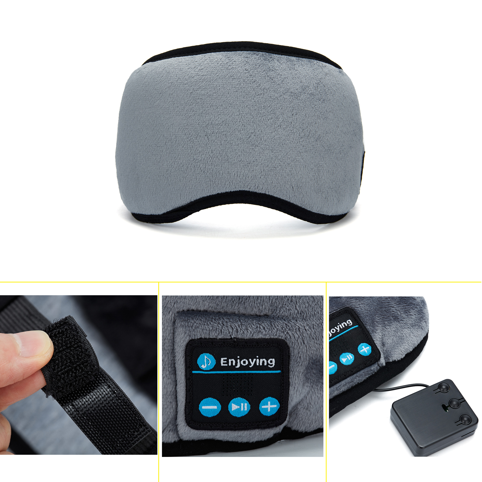 LELINTA Wireless bluetooth Eye Mask, Wireless bluetooth Headphones For Sleep, Travel Music Eye Cover bluetooth Headsets with Microphone Handsfree,Gray/Black - image 2 of 8