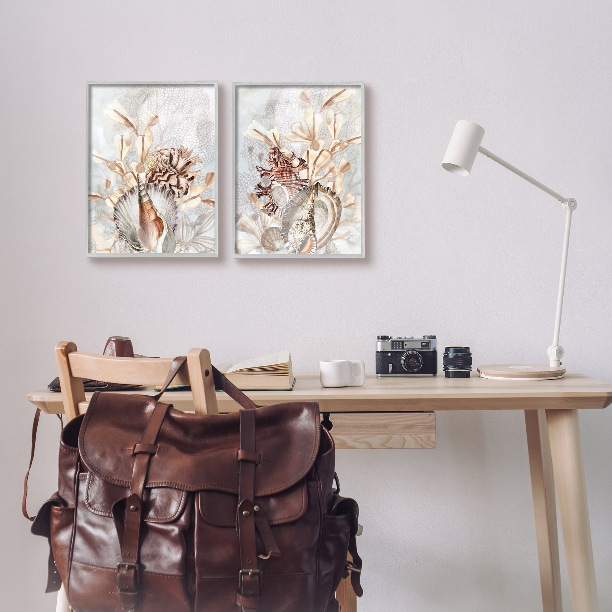 Stupell Industries Grey & Beige Sea Life Animals & Insects Painting Gray Framed Art Print Wall Art, 11 x 14