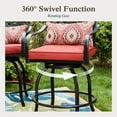 thumbnail image 5 of Sophia & William 2PCS Outdoor Patio Outdoor Swivel Bar Stools Metal Height Chairs with Red Cushions Furniture Set, 5 of 6