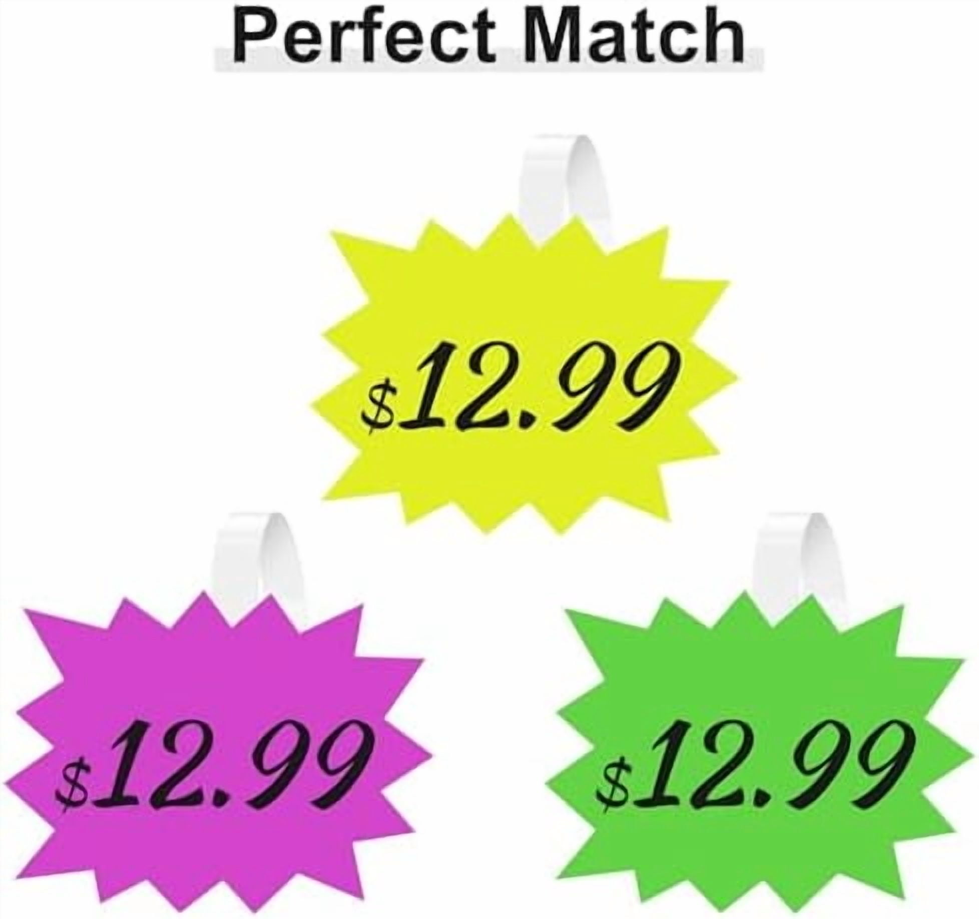 80 Pieces Starburst Signs for Retail with 40 PVC Sticky Transparent Strips, 5*6.6 Inch Fluorescent Garage Sale Stickers, Multicolor Sale Signs for Retail Store, Garage Sale Supplies, Yard Sale St