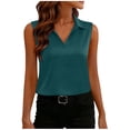 thumbnail image 2 of NuoCaiYun Women's Silk Satin Tank Tops Dressy Lapel V Neck Work Shirts 2026 Summer Sleeveless Tshirt Slim Fit Solid Color Blouses Tee, 2 of 6