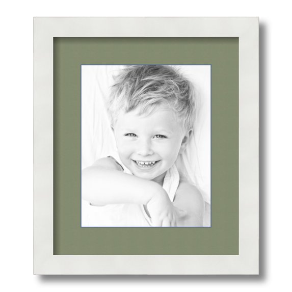 ArtToFrames 12x14 Matted Picture Frame with 8x10 Single Mat Photo Opening Framed in 1.25 Satin White Frame and 2 Basil Mat (FWM-3966-12x14)