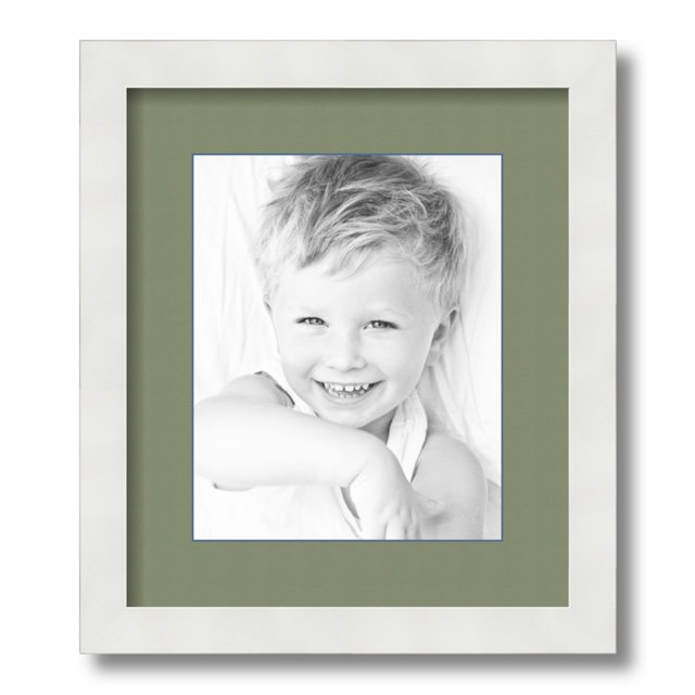 ArtToFrames 12x14 Matted Picture Frame with 8x10 Single Mat Photo Opening Framed in 1.25 Satin White Frame and 2 Basil Mat (FWM-3966-12x14)