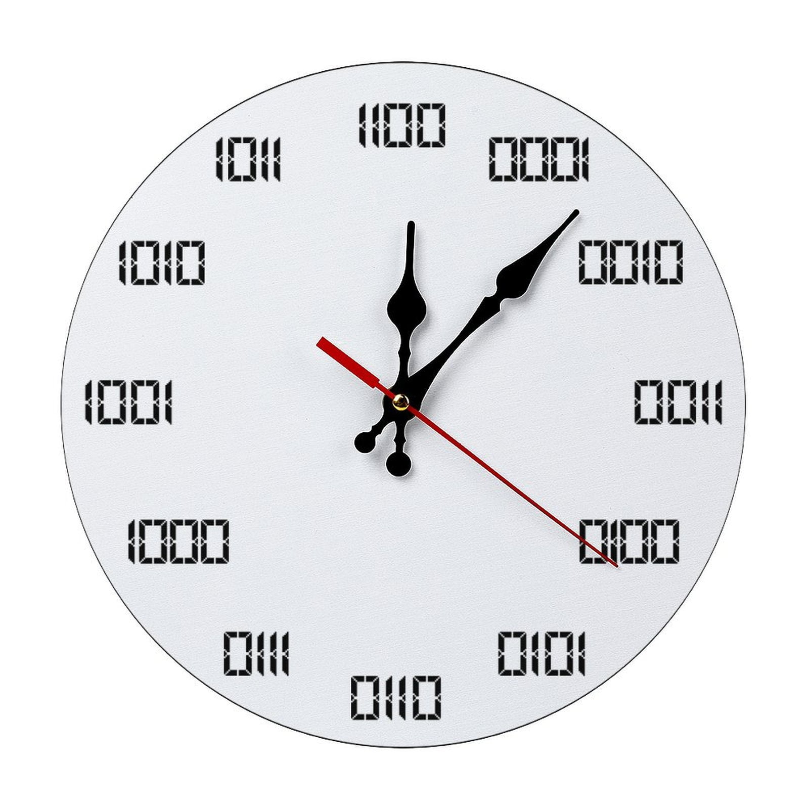 Binary Time Round Wooden Wall Clock, Silent Non-Ticking Decor Clock for Home Multi Room Use