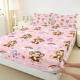 thumbnail image 3 of Manfei Kawaii Brown Monkey Full Size Sheets,Zoo Animal Bed Sheets,Colorful Flower Rainbow Sheet Sets For Kids,Ultra Soft Home Decor,4pcs, 3 of 7