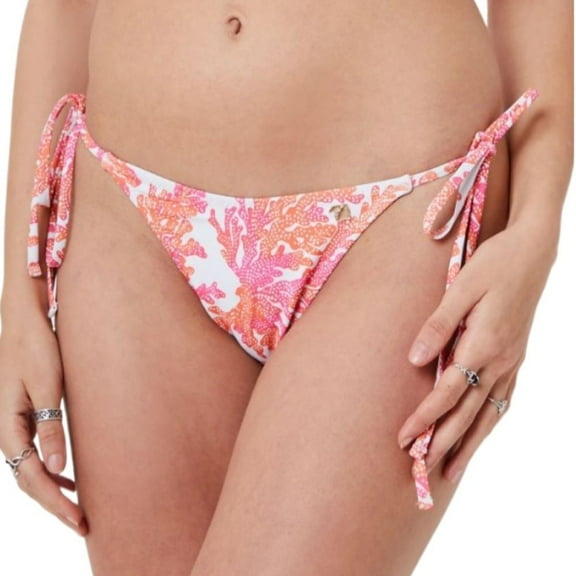 RunwayX Women's Printed Bikini Bottom with Drawstringst Recycled Fabric - Sizes XS-L - Multi
