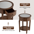 thumbnail image 5 of COSIEST Rustic Solid Wood Mirrored Tabletop Brown Side Table with Drawer for Living Room, 5 of 7