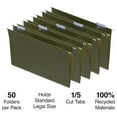thumbnail image 2 of Hanging File Folders Legal Size, 1/5 Cut, 50 Pack - Green, Recycled - Office, Home, School Filing - Includes Tabs & Inserts, 2 of 5