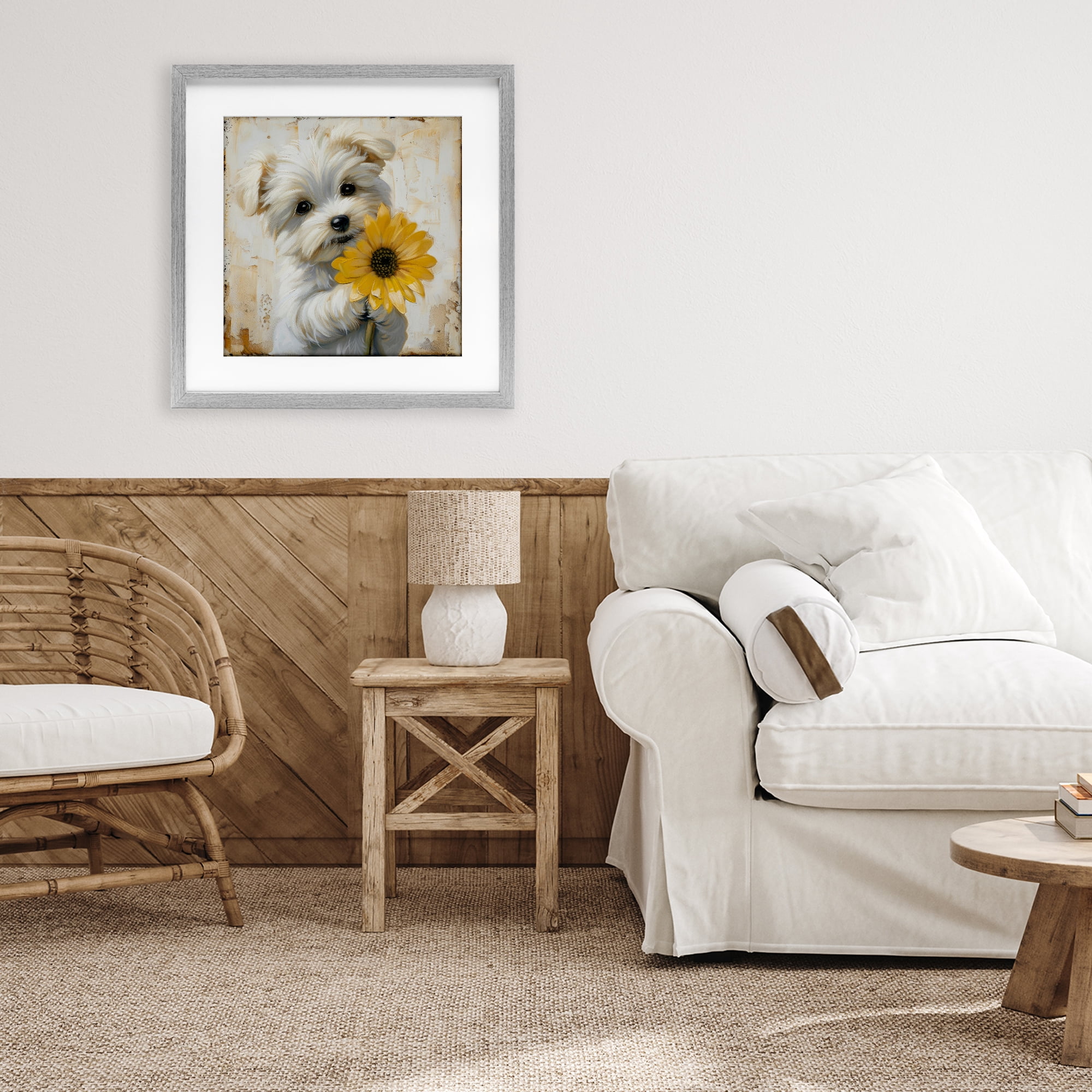Stupell Industries Little Lucky Puppy Gray Framed Print Under Glass, design by Tina LeCour