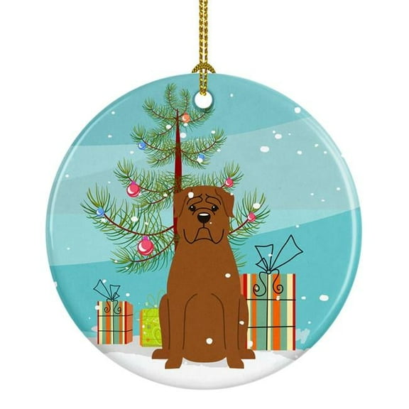 Carolines Treasures BB4198CO1 Merry Christmas Tree Dogue De Bourdeaux Ceramic Ornament