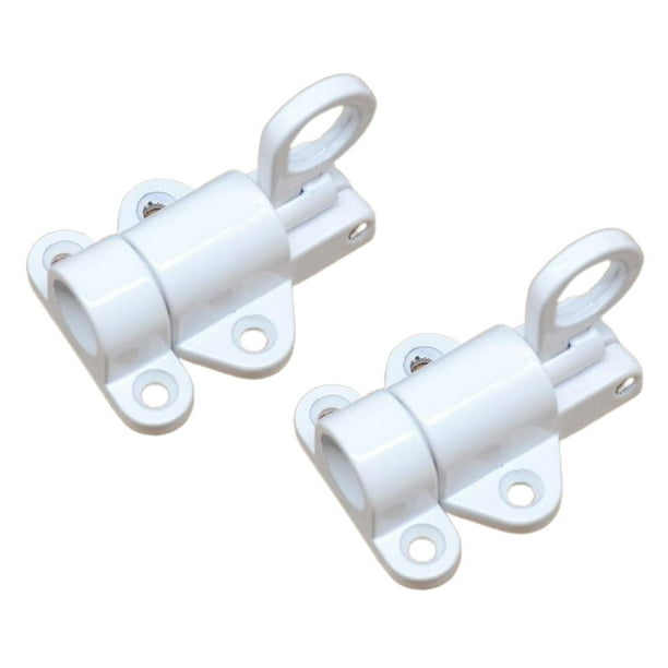 Juego de 2 pestillos de resorte para puerta, de aleación de aluminio, de seguridad, automáticos para ventana y portón. Blanco