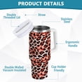 thumbnail image 2 of Yayeee 30oz Stainless Steel Tumbler with Straw and Handle Double-Wall Insulated Travel Water Bottle, Orange Floral Leopard Pattern, 2 of 8
