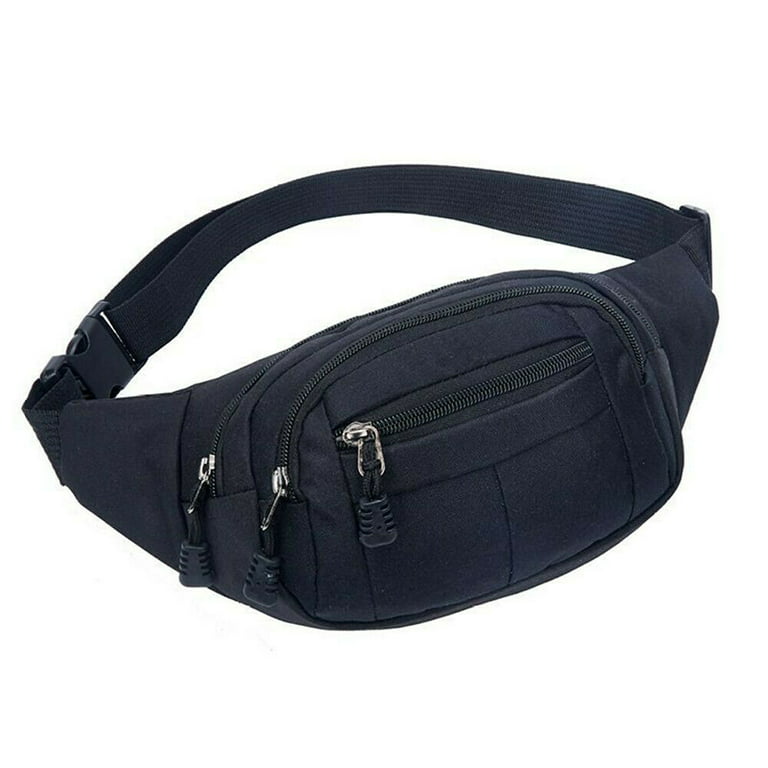 Chloenoel Women Men Waist Bum Bag Fanny Pack Belt Money Pouch Wallet Travel Hiking Sport Bag, Adult Unisex, Size: One size, Black