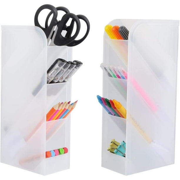 Big Desk Organizer Pen Organizer Storage For Office School Home Supplies Translucent White Pen Storage Holder High Capacity Walmart Com Walmart Com