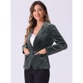thumbnail image 3 of DARING DIVA Women's Office Coat Solid Shawl Collar Button Velvet Blazer M Dark Grey, 3 of 6