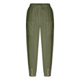 thumbnail image 7 of ABATAB Cotton Linen Pants for Women Button Lounge Harem Trousers Drawstring Elastic Waist Summer Beach Pants Outfits with Pockets, 7 of 7