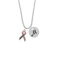 thumbnail image 2 of Delight Jewelry Silvertone Pink Ribbon ''Survivor'' Silvertone Script Initial Disc - M - Charm Necklace, 20"+3", 2 of 4
