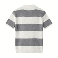 thumbnail image 4 of LWavelet Men's Short Sleeve Polo Shirt, Striped Ribbed Knit Collared Top for Casual & Retro Outfits Gray L, 4 of 4
