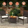 thumbnail image 5 of Gymax 3PCS Outdoor Patio Bistro Set PE Rattan Conversation Set w/ Umbrella Hole, 5 of 10