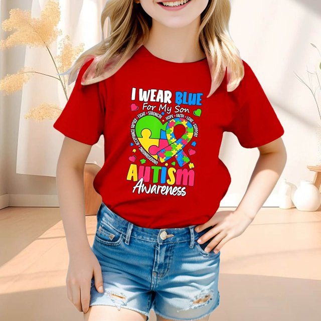 Vêtements pour Filles Imprimé Manches Courtes Col Rond Été Vêtements pour Filles 8-9 Ans Mode Filles