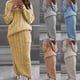 thumbnail image 2 of Ropa de mujer de otoño e invierno Suéter de aguja torcida de moda europea y americana Falda de traje de mujer, 2 of 5