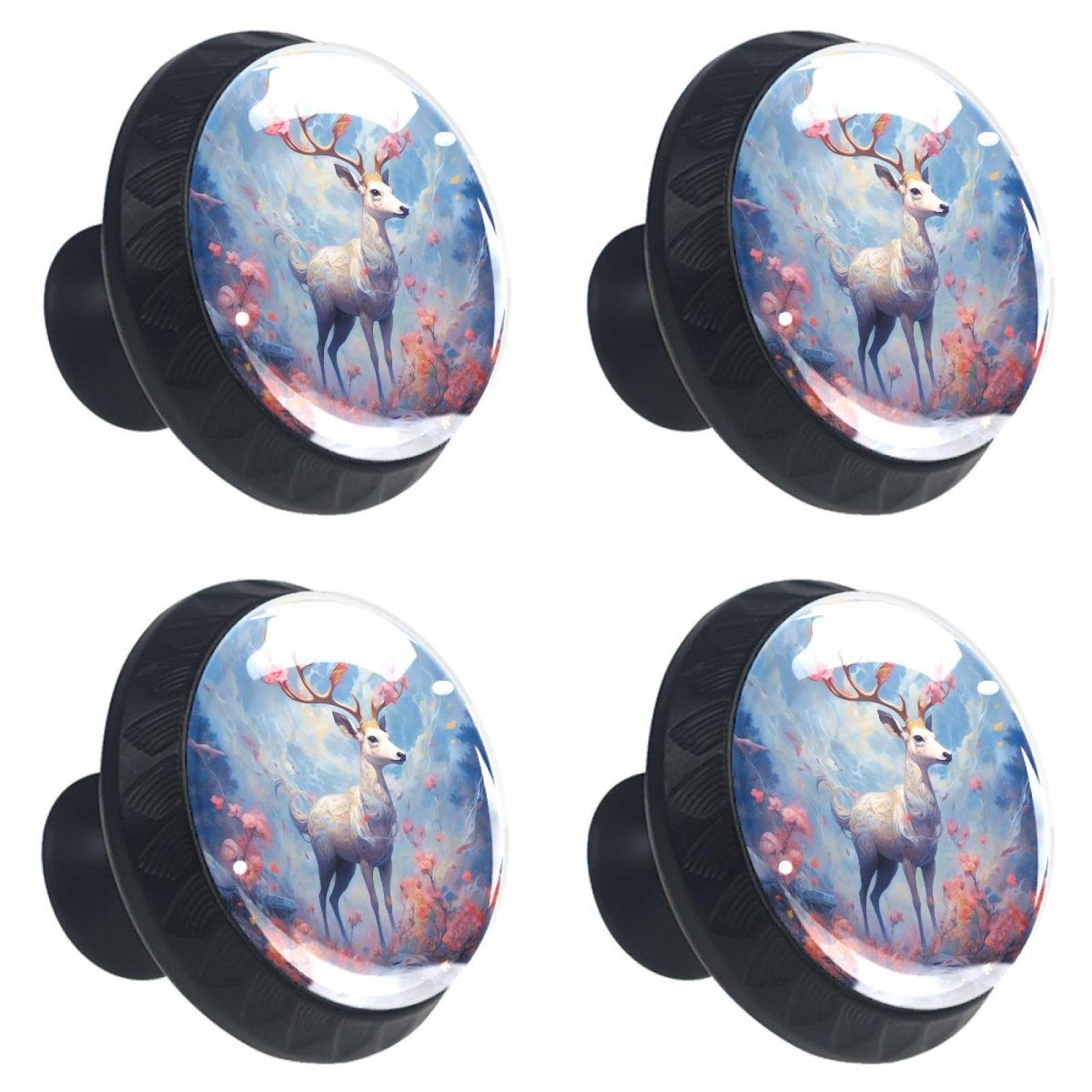 4 Pcs Deer Knobs for Kitchen Cabinet Cupboard Dresser Bookcase Drawer Pulls Handles Round Home Decor