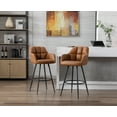 thumbnail image 3 of Guyou Modern 30"Counter Height Stool Set of 2, Faux Leather Upholstered Bar Stool Island Stool with Backrest and Metal Base for Kitchen Island Restaurant Bar, Brown, 3 of 15
