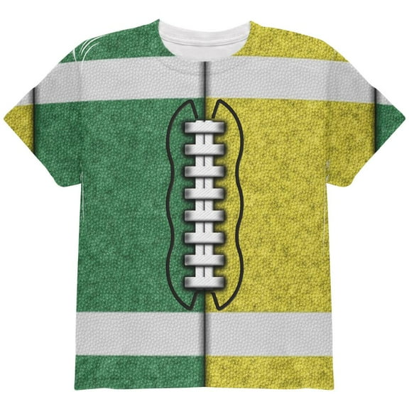 Fantasy Football Team Green and Yellow All Over Youth T Shirt Multi YSM