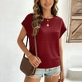 thumbnail image 5 of ATENAR Shirts for Women Crew Neck Shirts Short Sleeve Summer Tops Wine S, 5 of 6