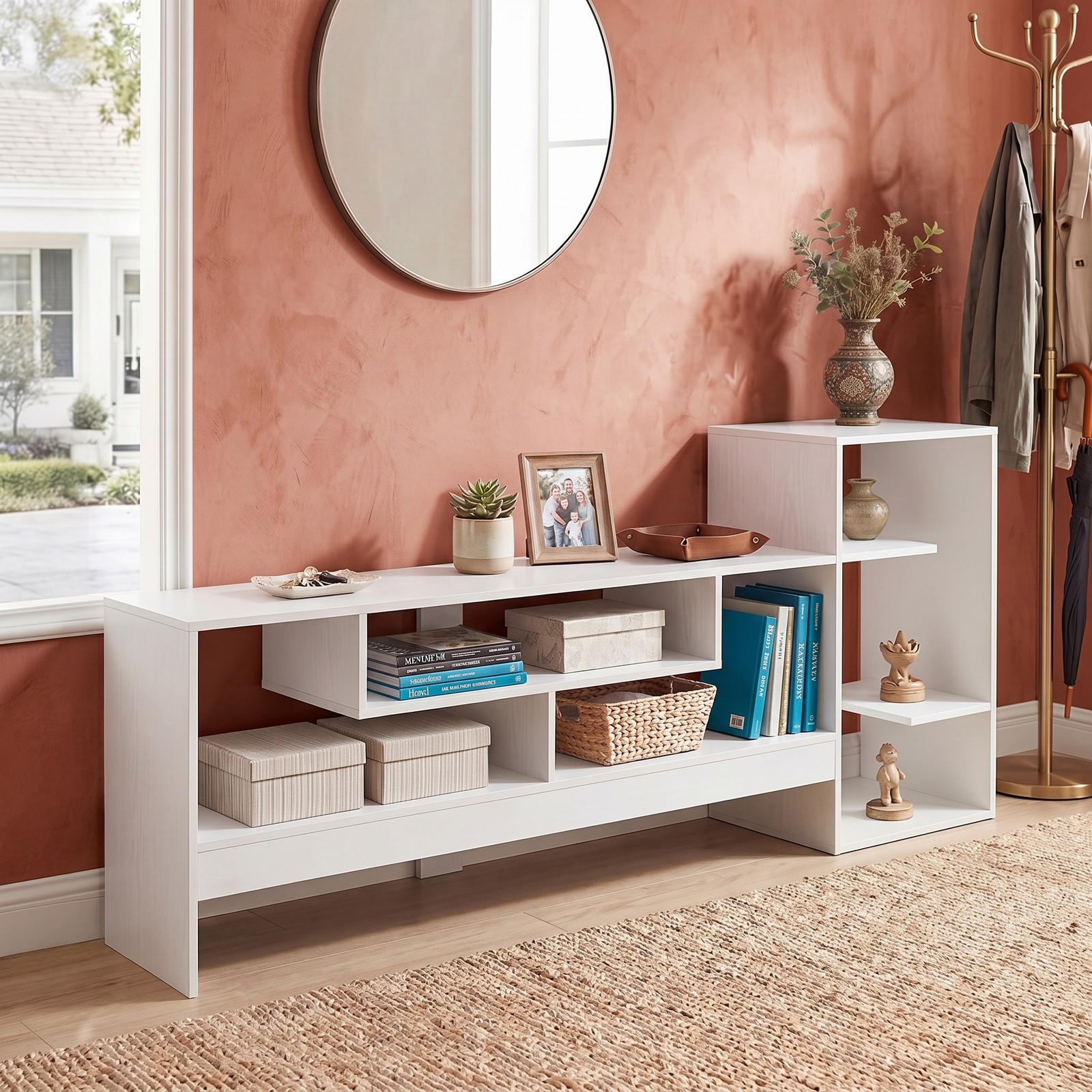 Furnibear Cube TV Stand for 55 Inch TV with Power Outlets, USB and Type-C Ports, Open Cube Storage Shelves, Entertainment Center Media Console for Living Room, White