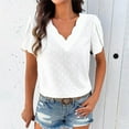 thumbnail image 2 of Raeneomay Oversized T Shirts Women's New Temperament Solid Color V-Neck Ruffle Sleeve Short Sleeved Top, 2 of 6