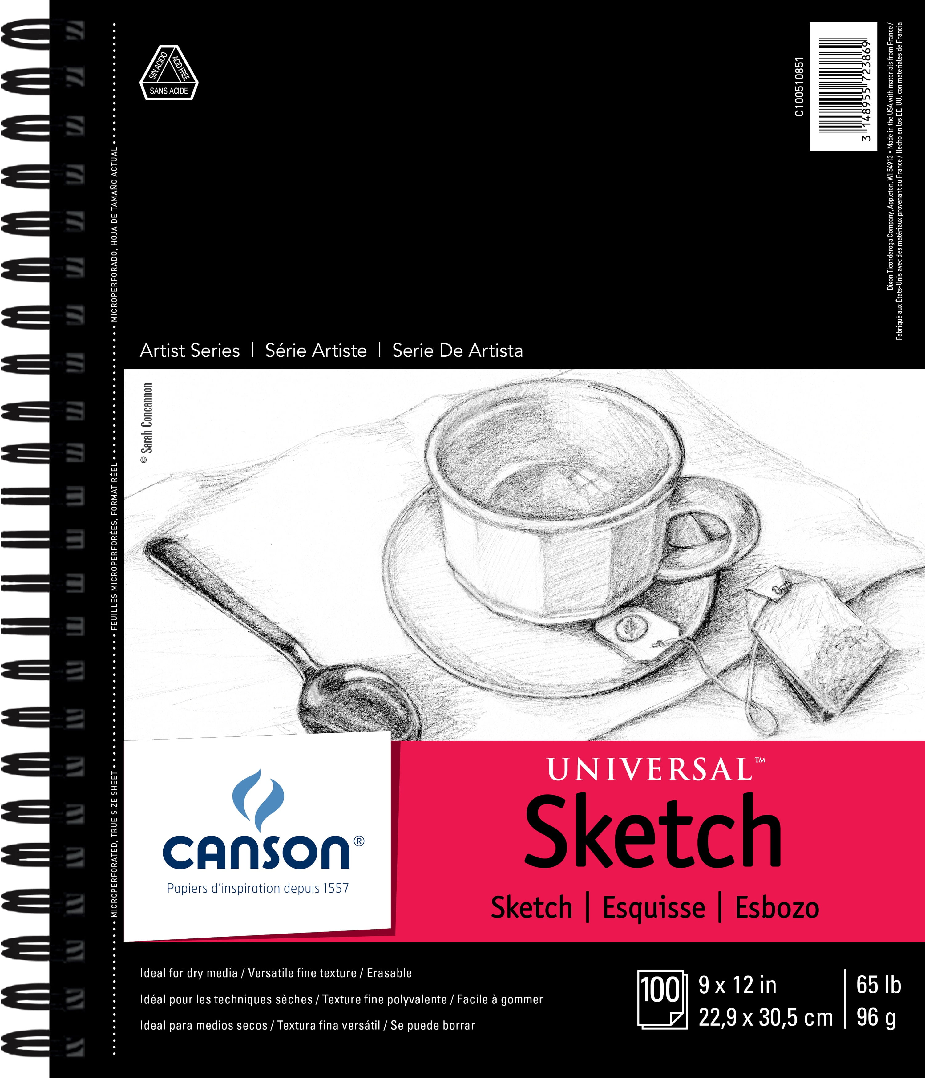 Canson Universal Spiral Sketch Book 9'X12'-100 Sheets