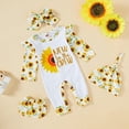 thumbnail image 2 of Babibeauty Newborn Baby Girl Romper Infant Letter Print Bodysuit Jumpsuit+Hat+Headband Coming Home Clothes Outfit (Yellow,1-3 Months), 2 of 14