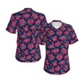 thumbnail image 3 of Yiaed Rose Flowers Print Women's T Shirt V-Neck Short Sleeve Shirt Casual Breathable Tee Summer Tops-Small, 3 of 5