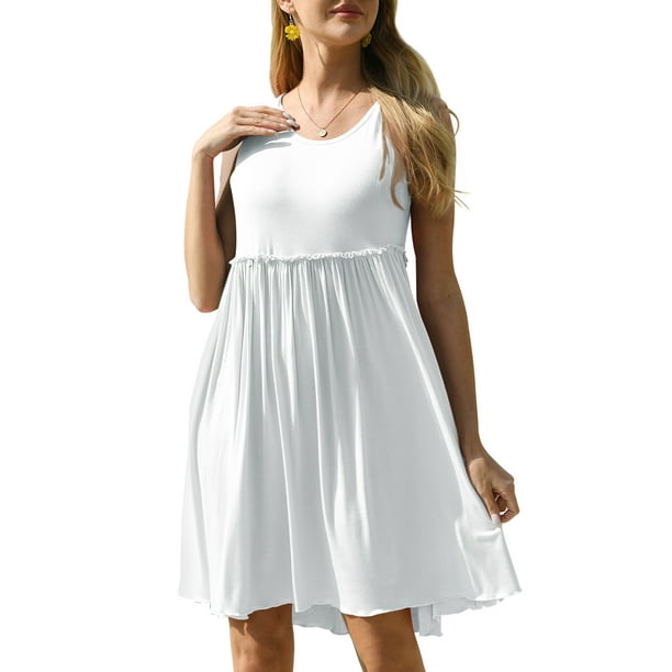 QINCAO Womens Dresses Sleeveless Plain Sundresses for Women Casual Tank ...