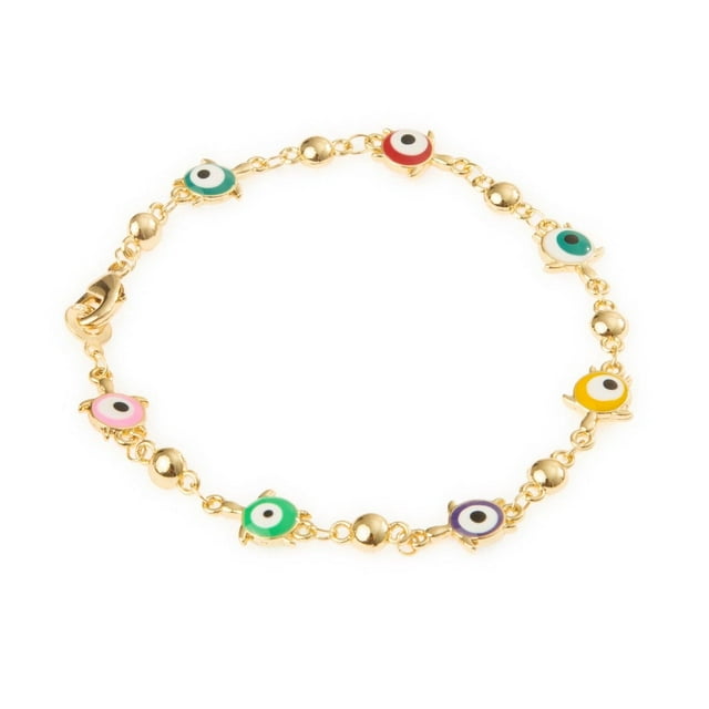 Pulsera Esclava Ojo Turco Ametrinaa 5mm 20cm Chapa de Oro 18k Unitalla MPPD0007