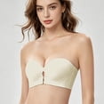 thumbnail image 2 of VISALY Strapless Front Closure Bra Anti-Slip Push Up Bralette Seamless Everyday Push Up Underwear with Convertible Straps Full Support Tunbe Tops Non-Slip Convertible Bandeau Bra Beige L, 2 of 7