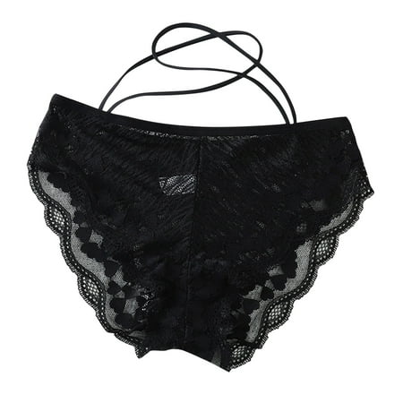 

Womens Cross Lace Transparent Lace Thongs