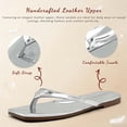 thumbnail image 5 of Womens Square Flip Flops, Patent Leather Flat Sandals with Memory Foam Insole, Non-Slip Lightweight Minimalist Open Toe Summer Vacation Dressy Beach Essentials Slippers, 5 of 7