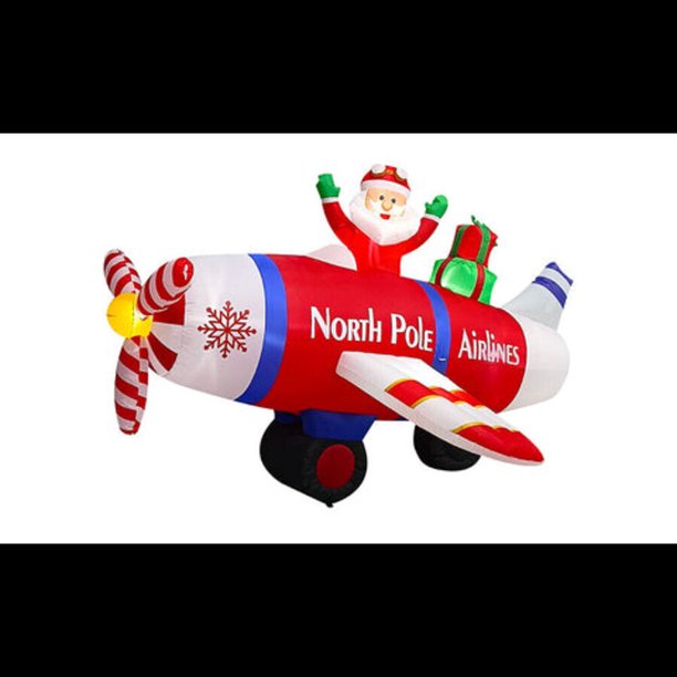 8Ft Animated Christmas Inflatable Flying Santa Claus Yard Decoration