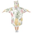 thumbnail image 2 of Wearable Blanket with Sleeves and Pocket Oversized Hooded Sweatshirt 3-14 YR Floral Pineapple Pattern M, 2 of 7