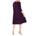 thumbnail image 3 of Women's Casual Loose Fit 3/4 Sleeve Round Neck Jersey Knit A-Line Comfy Solid Midi Dress, 3 of 4